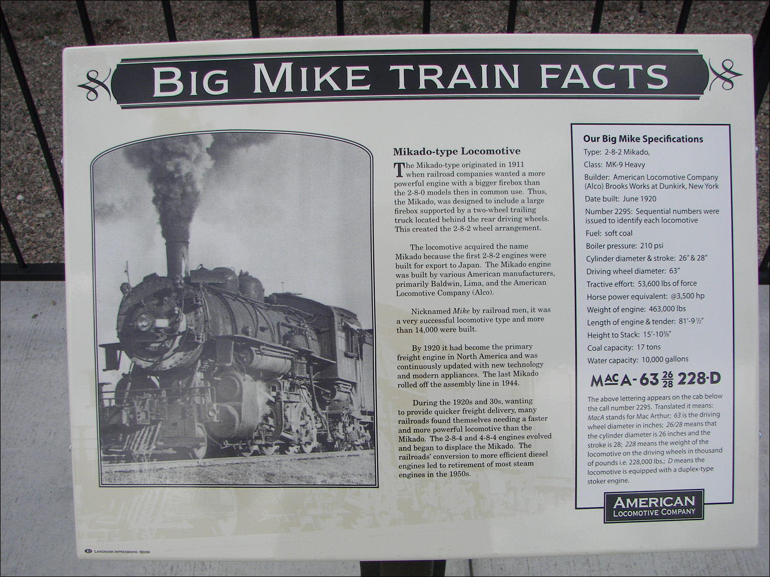 Boise Train Depot Big Mike facts